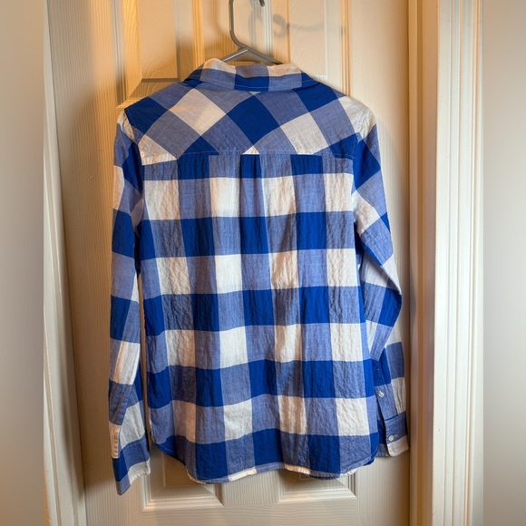 J. Crew Blue and White Buffalo Check Popover Shirt - Picture 5 of 7